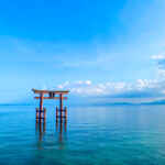 白鬚神社、湖中大鳥居、７月夏、滋賀県高島市の観光・撮影スポットの名所